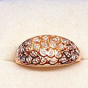 Diamond Accent dome ring in 14k Rose Gold over 925 Sterling Silver sz 8
